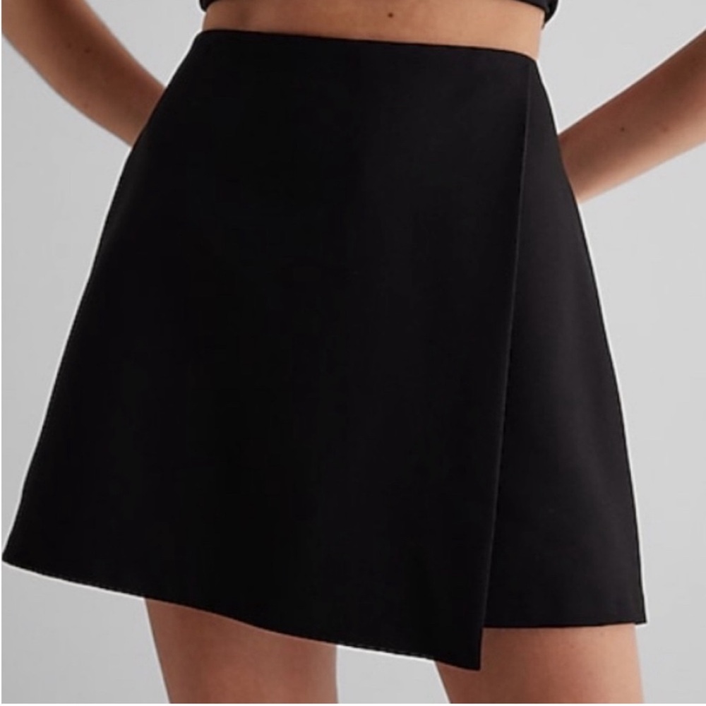 Super High Waisted Wrap Front Black Skort EXPRESS Size XL